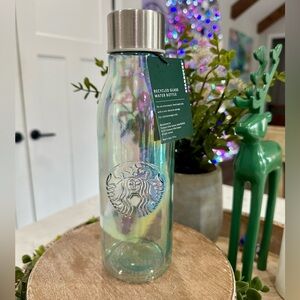 NWT Starbucks Iridescent Recycled Glass Water Bottle 20oz 2019 Spain Rare